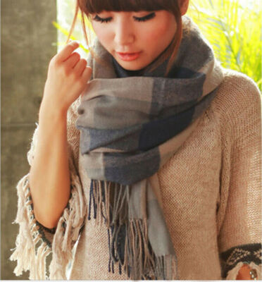 

Womens Fashion Winter Long Soft Plaid Warm Cashmere-like Tartan Shawl Scarf