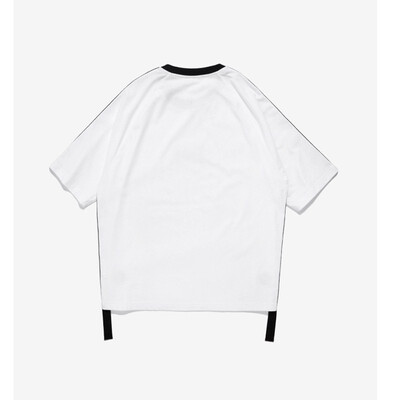 

2018 spring&summer new contrast color woven bandwidth loose mens short-sleeved T-shirt