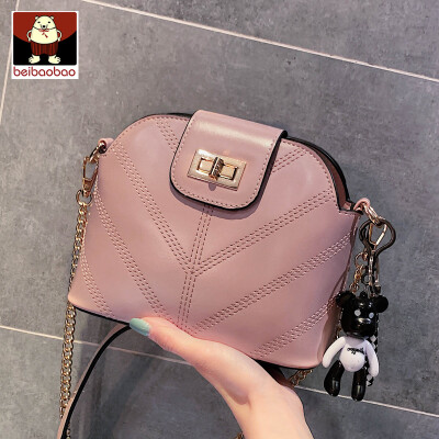 

French minority bag girl 2019 new Korean version of leisure shell bag with one shoulder slant chain bag