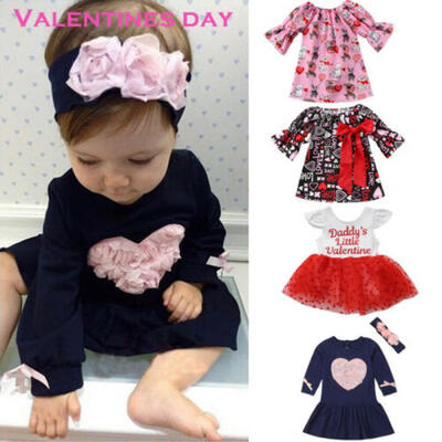 

Valentines Day Baby Girl Kids Love Dress Princess Party Dress Outfits Clothes