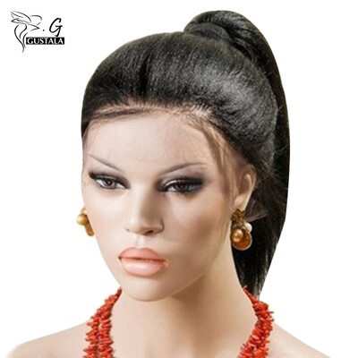 

Gustala Synthetic Lace Front Kinky Straight Wig Hand Tied Glueless High Density Party Show