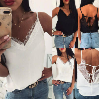 

Summer Women Satin Silk Summer Tank Tops Vest Blouse Crop Cami Camisole Top