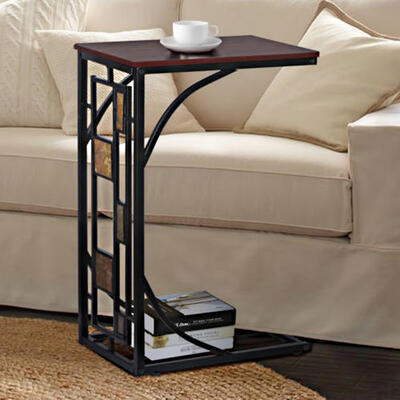 

Brown Sofa Snack Table Wood TV Bed Slide Under Couch Dinner Tray Coffee Tea NEW