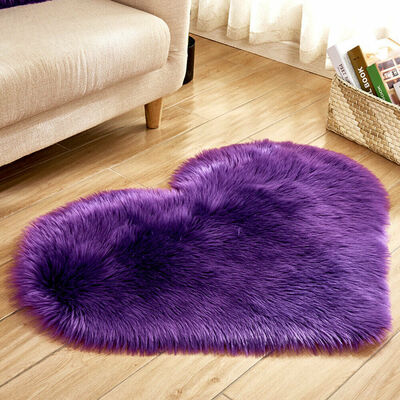 

Fluffy Heart Shaped Rug Shaggy Floor Soft Faux Fur Home Bedroom Hairy Carpet