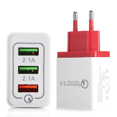 

Portable Travel Home Universal 3-Port USB Wall Charger QC30 Quick Charge Fast Charging USEU Plug Charger Adapter for Smartphones