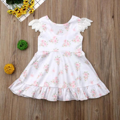 

US New Kids Baby Girls Princess Sleeveless Dress Floral Lace Tutu Summer Dresses