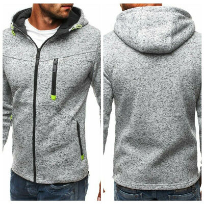 

Mens Plain Hoodie Coloured Hooded Zip Up Jacket Men Warm Fleece Sweatshirt Tops