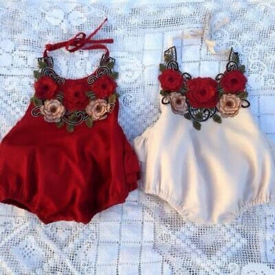 

UK Flower Toddler Baby Girl Romper Jumpsuit Bodysuit One-Piece Clothes Tops 0-3T