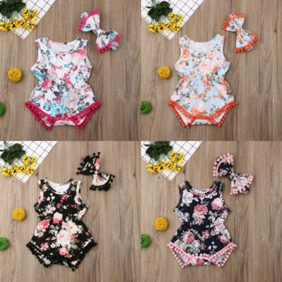 

Summer Clothes Kids Newborn Baby Girl Floral Romper Bodysuit Sunsuit Outfit Sets