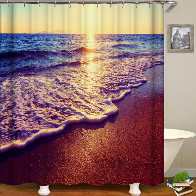 

Shower Curtain Seaside Scenery Printed Blackout Curtains Waterproof Mildew-proof Bathroom Curtain 71"x71"