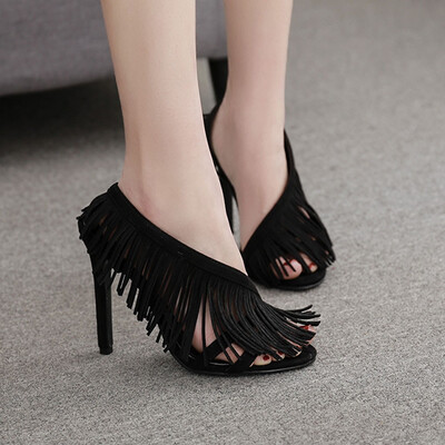 

Rose Summer Womens Fringe High Heels Pumps Fashion Shoes Charming Pumps Sandals