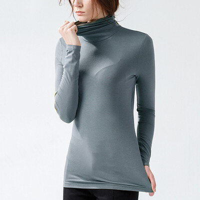 

CANVAUS Autumn Women Modal Slim Turtleneck Long Sleeve T-Shirt Simple Large Size Undershirt Tops F325A