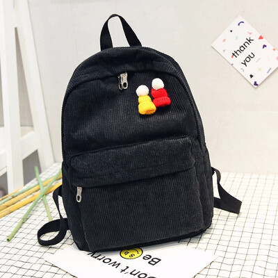 

Cute Backpacks High School Stripe Backpack Women Corduroy Solid Travel Bags Preppy Style Soft Fabric Back Pack Female 2018