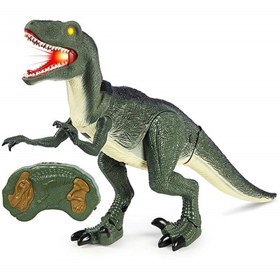 

Remote Control Velociraptor RC Walking Dinosaur Lights&Sounds Kid Pet Toy