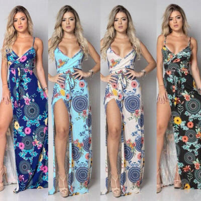 

Women Floral Maxi Dress Boho Evening Party Summer Beach Casual Long Sundress