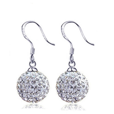 

10MM Cubic Zirconia CZ Crystal Ball Drop Earrings For Women Fashion Jewelry Korea Trendy Accessories WHC47