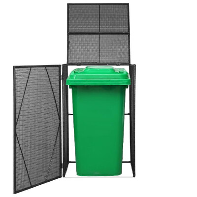 

Single Wheelie Bin Shed Poly Rattan 299"x307"x472" Black