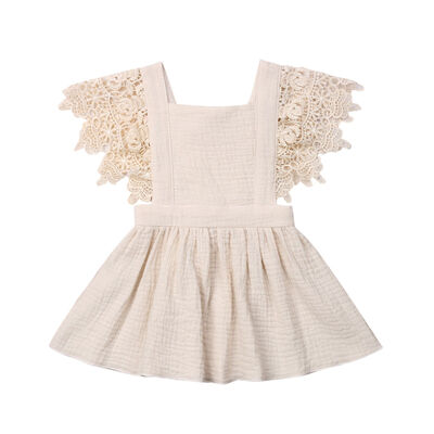 

Sleeveless Baby Girls Lace Floral Dress Summer Cotton Casual Dress Clothes 0-3Y