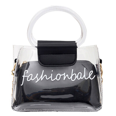 

Tailored Women Summer Small Bag Transparent Jelly Bag Wild Simple Shoulder Bag Set 2pcs