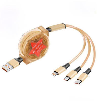 

Universal 3-in-1 USB To Micro USB 8 Pin Lightning Type-C Charging Cable Telescopic Data Cord For IPhone Android Phones