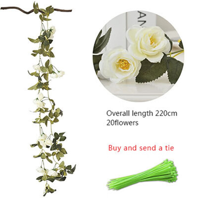 

FUNNYBUNNY Fake Rose Vine Flowers Plants Artificial Flower Hanging Rose Ivy Home Hotel Office Wedding Party Garden Craft Decor