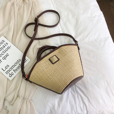 

Tailored Womens Fashion Retro Woven Shoulder Bag Solid Color Handbag Woven Bag Beach Bag