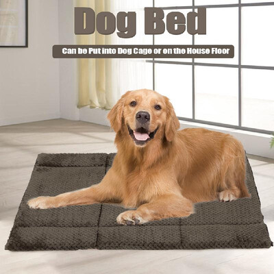 

2 in 1 Foldable Dog Bed Memory Foam Thick Pet Mat Warm Cover for 36 inch Dog Cage House Floor Garden