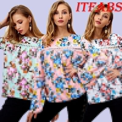 

Fashion Summer Womens Floral Tops Blouse Ladies Long Sleeve T-Shirt Tee