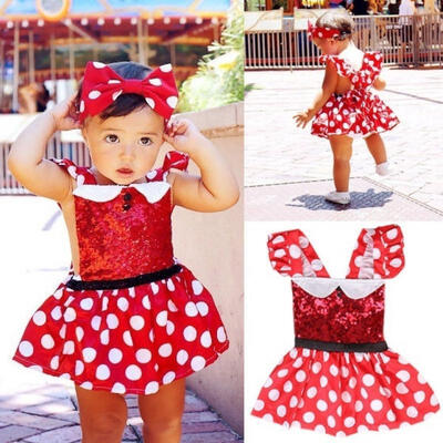 

Kids Baby Girls Minnie Mouse Polka Dots Tutu Skirt Birthday Party Fancy Dress