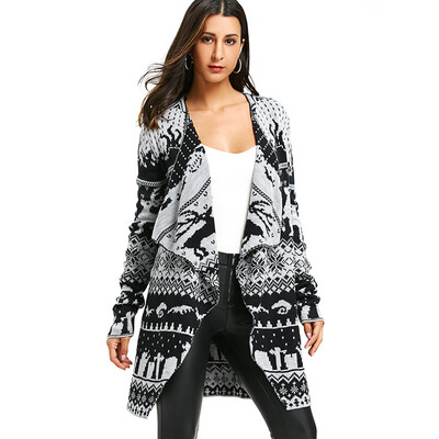

Christmas Elk Knit Draped Tunic Cardigan