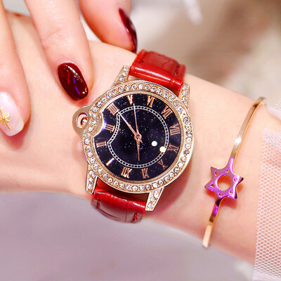 

buffet style fashionable womens water-proof watch Korean simple womens watch full-star water drill female students watch