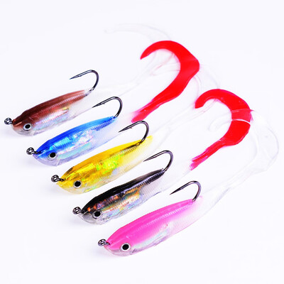 

VISSEN Pesca Artificial 5pcs 14g10cm Soft Lure Japan Shad Worm Swimbaits Jig Head Fly Fishing Silicone Rubber Fish Fishing Lure