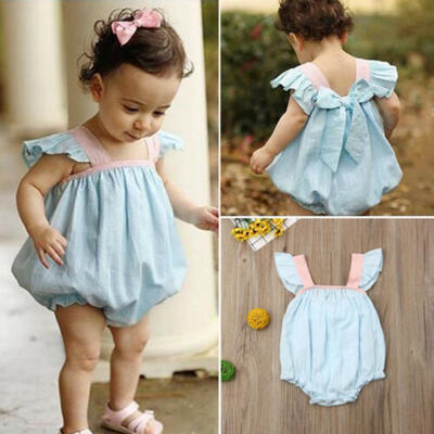 

Summer Newborn Baby Girl Clothes Bowknot Romper Jumpsuit Bodysuit Overall Outfit