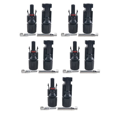 

5 Pair MC4 Male Female Solar Panel Cable Connectors Double Seal Rings for Better Waterproof Effect IP67