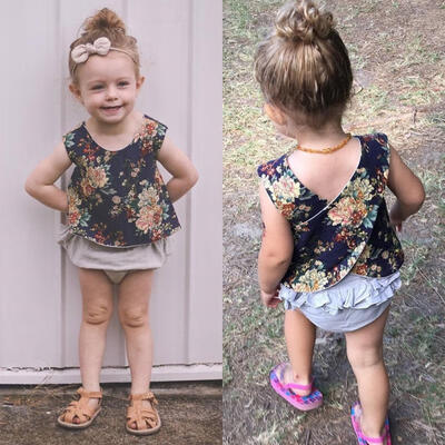 

2018 Newborn Baby Girl Irregular Vest Tops Shorts Pants Floral Summer Outfits