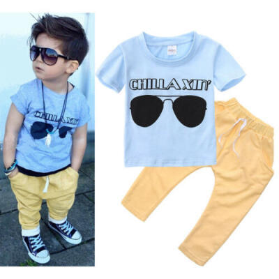 

Toddler Kids Baby Boy Outfits Clothes T-shirt TopsPants Trousers 2PCS Set US