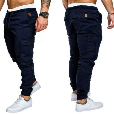 

Mens Slim Fit Urban Straight Leg Trousers Casual Pencil Jogger Cargo Pants