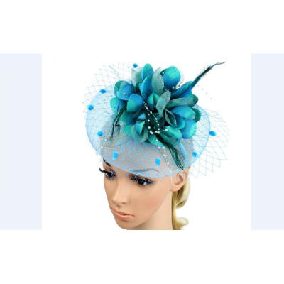 

Fascinators Hairband with Clip Charming Big Flower Headband Netting Mesh Hair Band Cocktail Hat Party for Girls Women