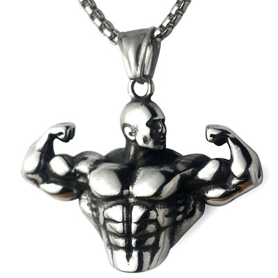 

YISHIZHIAI Bodybuilding Arm Muscle Mens Pendant Mens Sports Fitness Necklace 4448