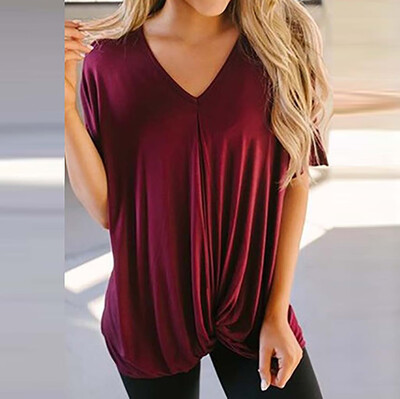 

Starmoon Women Girls Plus Size Solid Color Print Short Sleeved T-shirt Blouse Tops