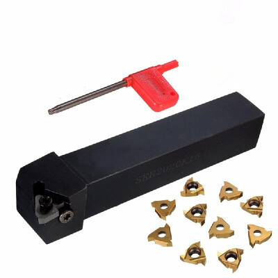 

SER2020K16 CNC Lathe Turning Tool Holder Boring Bar 10Pcs 16ER AG60 Blade Inserts Wrench