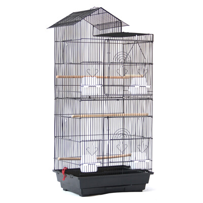 

39" Large Bird Parrot Pet Cage Cockatiel Conure House w Wood Perche & Food Cup