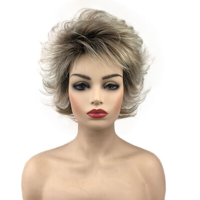 

StrongBeauty Short Red With Dark Roots Ombre Choppy Layers Synthetic Hair Wig Wigs for women