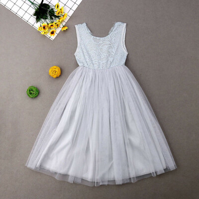 

Princess Kids Baby Flower Girl Dress Lace Tulle Party Pageant Formal Dresses