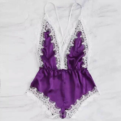 

Women Sexy Deep V Lace Lingerie Satin Sleep Dress Nightwear Babydoll Sleepwear
