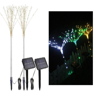 

2 Pack Solar Fireworks Tree Lights With Light Sensor 100-LEDs DIY Shape Multi Color Garden Decorative Lawn Light Pathway Lamp