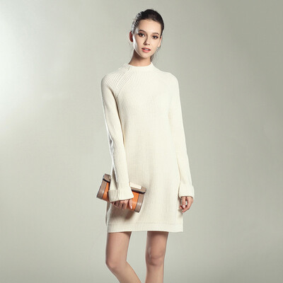 

PREISEI New Autumn Winter Women Casual Elegant Simple Loose Solid O-Neck Long Sleeve Sweater Dress Vestido Mujer