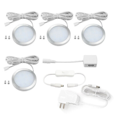 

4PCS Cool White LED Under Cabinet Light Closet Puck Lamp Kitchen Shelf Hardwired Kit