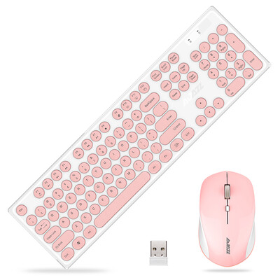 

AJAZZ 335i mute wireless mouse&keyboard set retro round punk keycap cherry powder desktop notebook home office keyboard