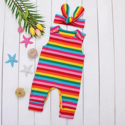 

Toddler Infant Kids Baby Girls Rainbow Romper Jumpsuit Bodysuit Clothes Outfits